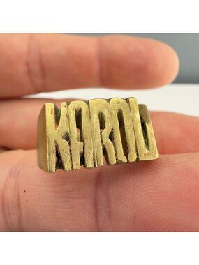 Custom Brass Ring "Karol" Nameplate Design Size 12